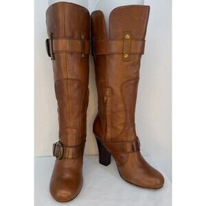 Arturo Chiang Vera Brown Leather Knee High Heeled Boots 8M